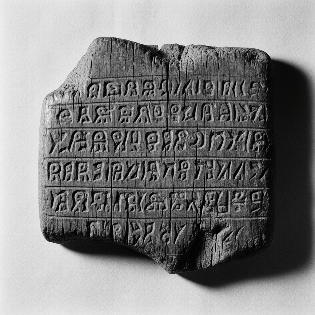 Visual study of a rongorongo tablet and its undeciphered carved glyphs